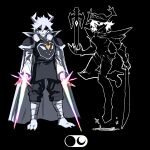 1:1 2025 anthro antlers armor asriel_dreemurr_(god_form) black_eyes boss_monster_(undertale) bovid cape caprine clothed clothing darkner deltarune digital_drawing_(artwork) digital_media_(artwork) dual_wielding duo energy_sword female floating full-length_portrait fully_clothed fur goat heartbreak_juan hi_res holding_melee_weapon holding_object holding_sword holding_weapon horn horned_humanoid humanoid male mammal melee_weapon plate_armor portrait roaring_knight shadow_creature sword undertale undertale_(series) weapon white_body white_fur
