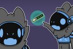  :o absurd_res ambiguous_gender anthro armor blue_armor dimm dixerion duo flat_colors fur gesture grey_body grey_fur hand_gesture hi_res machine meme moon_symbol open_mouth outline pointing protogen protogen_armor protogen_visor qr_code ram_module rickroll screen screen_face shaded simple_background simple_shading standing star_symbol two_soyjaks_pointing 