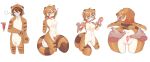 2023 4_fingers anthro anus bent_over biped blue_eyes blush bodily_fluids brown_body brown_ear_tips brown_hair brown_markings bulge butt butt_grab canid canine chinese_description clothed clothing collar collar_only colored countershade_arms countershade_face countershade_hands countershade_neck countershade_torso countershading detailed_bulge dipstick_ears disembodied_hand duo ear_markings erection eyewear female female_anthro fingers flying_sweatdrops front_view gender_transformation genital_outline genitals glasses hair hand_on_butt handpaw hi_res highlights_(coloring) human human_to_anthro kigurumi legs_together looking_at_another looking_back looking_back_at_another mammal markings mtf_transformation multicolored_ears multicolored_eyes navel nude onesie pawpads paws penis_outline pink_inner_ear pink_pawpads potatotanuki_(potatoximon) question_mark raccoon_dog rear_view simple_background solo_focus species_transformation spiral spiral_eyes spread_legs spread_vulva spreading standing stripes sweat sweatdrop tail tail_between_legs tanuki three-quarter_view transformation two_tone_eyes unknown_artist vulva white_background white_body white_countershading white_highlights wrist_grab