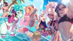  0lightsource 6+boys :&gt; :o absurdres ahoge alternate_costume animal_ears aqua_hair aqua_one-piece_swimsuit aqua_skin armpits arms_behind_back arms_up artist_collaboration asmo_(matemi) ass asymmetrical_bangs back bare_shoulders beach bell bikini black_bikini black_choker black_nails black_sclera black_sports_bra blonde_hair blue_eyes blue_hair blue_hands blue_sky blush body_markings bracelet brown_hair bulge cat_boy cat_ears cellphone choker claws cleavage_cutout clothing_cutout cloud colored_extremities colored_sclera colored_skin covered_mouth covering_own_mouth criss-cross_halter crop_top cropped_shirt crossdressing crossdressing_(mtf) dancer_(gattles) dark-skinned_male dark_skin demon_boy demon_horns earrings elbow_gloves eyeliner eyepatch eyeshadow facial_mark fangs fingerless_gloves fingernails flower from_behind gattles giri_(zephyr_gales) gloves gold_bracelet gold_necklace green_skin grin gyaru_v hair_bun hair_flower hair_ornament hair_over_one_eye halterneck hand_in_own_hair hand_over_own_mouth hand_up high_ponytail highres holding holding_mask holding_phone horns inflatable_raft innertube jewelry jingle_bell joey_(krekkov) kitt_betelgeuse krekkov large_ears large_horns long_hair long_sidelocks looking_at_viewer looking_back lyuka makeup male_focus mask matemi mole mole_under_eye mouth_mask mouth_veil multicolored_bikini multicolored_hair multicolored_skin multiple_boys multiple_necklaces murasaki_(lightsource) nail_polish navel neck_bell necklace nova_(sotcho) ocean off-shoulder_bikini off-shoulder_shirt off_shoulder one-piece_swimsuit one_eye_closed open_mouth original outdoors palm_tree panty_straps parted_lips partially_submerged pectoral_cleavage pectorals phone pink_bikini pink_gloves pink_skin pink_thighhighs pointy_ears ponytail pool_float profile purple_eyes purple_hair purple_one-piece_swimsuit purple_trim qtori red_bikini red_eyeliner red_eyes red_eyeshadow red_hair revealing_clothes sharp_fingernails shirt short_hair short_hair_with_long_locks short_sleeves sidelocks single_hair_bun sky smartphone smile sotcho sparkle sports_bra sun sunlight surgical_mask swim_ring swimsuit tail teeth thick_thighs thigh_strap thighhighs thighs tongue tongue_out trait_connection trap tree two-tone_bikini two-tone_hair two-tone_one-piece_swimsuit two-tone_skin unworn_mask upper_teeth_only v veil velo_(kitt_betelgeuse) very_long_hair wading water wet white_bikini white_hair wide_hips yellow_eyes yellow_sclera yonu_(qtori) yun_(lyuka) zephyr_gales 