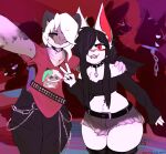 alternative_fashion anthro asphodel_(sataenart) background_character bat bat_wings belt belt_buckle big_ears black_fingernails black_hair black_nails blep bottomwear breasts buckle chain chain_accessory chest_tuft choker clothed clothing collar colored_nails cropped_hoodie cross denim denim_bottomwear denim_clothing denim_shorts digital_media_(artwork) duo_focus eyebrow_through_hair eyebrows eyelashes eyeshadow facial_markings fangs felid female fingernails fur gesture gloves_(marking) goth grey_body grey_fur group hair hair_over_eye hand_gesture hand_on_shoulder head_markings heart_choker hex_mira hexxysnep hi_res hotpants jewelry legwear leopard_spots makeup male mammal markings membrane_(anatomy) membranous_wings nails navel navel_piercing necklace pantherine party piercing pink_nose red_clothing red_eyes red_shirt red_topwear selfie shirt shorts signature silhouette sleeves_past_wrists smile smiling_at_viewer snow_leopard spiked_collar spikes spots tear_(marking) teeth thick_eyelashes thick_thighs tongue tongue_out topwear translucent translucent_hair tuft v_sign white_body white_fur white_hair wide_hips wings