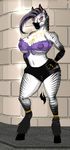  big_breasts breasts crowchild digitigrade equine eyewear female glasses high_tail_hall hooves hth_studios looking_at_viewer mammal necklace nipple_piercing nipples piercing prostitute solo tanya_winters zebra 