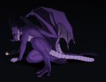 anthro black_background black_horn blood bodily_fluids brown_eyes chain dragon facial_horn fangs hi_res horn male male_anthro membrane_(anatomy) membranous_wings mouth_closed mythological_creature mythological_scalie mythology nose_horn nosebleed nude pupils purple_body purple_wings red_pupils riorix scalie side_view simple_background solo teeth white_body white_wings wings