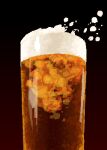  beer_glass bubble drink foam food_focus from_side glass gradient_background highres hisachan55cute ice original pixel_art simple_background still_life 