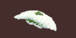  fish_(food) flounder food food_focus garnish hisachan55cute nigirizushi original pixel_art red_background rice simple_background still_life sushi wakame_(seaweed) 
