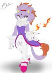 absurd_res anthro astrum_(artist) blaze_the_cat claws clothing digital_drawing_(artwork) digital_media_(artwork) domestic_cat elemental_manipulation fangs felid feline felis female fire fire_manipulation fluffy fluffy_chest fluffy_tail footwear hi_res high_heels lidded_eyes mammal muscular muscular_anthro muscular_female sega serious serious_face shoes signature simple_background sleeveless_clothing solo sonic_the_hedgehog_(series) tail teeth torn_clothing white_background