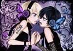  2boys alois_trancy alternate_costume androgynous blonde_hair blue_eyes bug butterfly ciel_phantomhive contemporary eyelashes fingernails headphones highres kuroshitsuji lace magnet_(vocaloid) male_focus multiple_boys open_mouth short_hair wormy_owo yaoi 