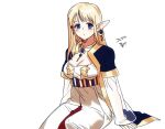  100_yeol 1girl blonde_hair blue_eyes breasts cleavage earrings huge_breasts jewelry mabinogi portia_(mabinogi) see-through_clothes see-through_sleeves simple_background sitting 