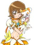  brown_eyes brown_hair choker creature cure_sunshine dress heart heartcatch_precure! magical_girl midriff myoudouin_itsuki navel potpourri_(heartcatch_precure!) precure ribbon short_hair sinko_(sinsin) solo wrist_cuffs 