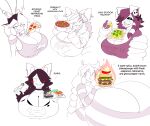 2025 absurd_res anthro backwards_baseball_cap backwards_hat bacon baseball_cap bell bell_collar big_breasts blush blush_stickers blush_through_hair bowl braided_hair breasts burger bust_portrait busty_boy_(lore) candy canid canine canis cassie_torbjornson cereal cheese chest_tuft chopsticks cleavage clothed clothed_anthro clothed_female clothing collar collarbone container dairy_products dessert dialogue digital_drawing_(artwork) digital_media_(artwork) domestic_cat domestic_dog english_description english_text eye_through_hair eyebrow_through_hair eyebrows eyelashes eyelashes_through_hair eyeshadow felid feline felis female fingerless_gloves finley_(theycallhimcake) fire food food_on_breasts fruit furgonomic_baseball_cap furgonomic_hat furgonomic_headwear furgonomics gloves group hair handwear hat headgear headwear hi_res holding_bowl holding_burger holding_container holding_food holding_object holding_pizza huge_breasts human hyper hyper_breasts inner_ear_fluff jalapeno_pepper jingle_bell jingle_bell_collar kyler_(theycallhimcake) lagomorph leporid liquid_cheese long_ears long_hair looking_at_viewer maggie_applebee makeup male_(lore) mallkin mammal marshmallow meat nachos open_mouth open_smile pb_(theycallhimcake) pepper_(fruit) pepperoni_pizza pizza plant portrait rabbit restricted_palette simple_background smile smiley_face stuffed_crust_pizza sushi talking_to_viewer text theycallhimcake topwear translucent translucent_hair tuft white_background