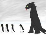 dragon green_eyes grey_body how_to_train_your_dragon low_res male night_fury penguin reptile scalie size_difference tongue tongue_out toothless unknown_artist wings 