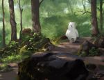  2016 anthro cartoon_network detailed_background forest fur ice_bear indahalditha male mammal outside polar_bear semi-anthro solo tree ursine we_bare_bears white_fur 
