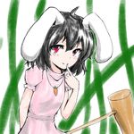 animal_ears black_hair bunny_ears carrot highres inaba_tewi krace looking_at_viewer red_eyes short_hair smile solo touhou 
