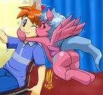  big_butt blue_eyes blush butt cute cutie_mark equine eyes_closed female firefly_(mlp) horse human kissing male mammal monkeyxflash my_little_pony pegasus pony wings 