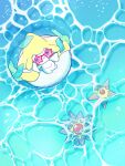  caustics day from_above highres jirachi looking_at_viewer murase_(muraselelait) no_humans outdoors pink-tinted_eyewear pokemon pokemon_(creature) star-shaped_eyewear star_(symbol) starmie staryu tinted_eyewear water white_innertube 