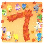  6+boys 6+girls animal_crossing animal_crossing:_new_leaf antlers aqua_eyes aqua_fur aqua_hair aqua_tail autumn_leaves bam_(animal_crossing) bandaged_arm bandages bear_girl becky_(animal_crossing) bird bird_boy black_shirt blue_fur blue_kimono blue_shirt blush blush_stickers border broom brown_fur brown_hair brown_jacket brown_sleeves brown_sweater brown_tail charlise_(animal_crossing) checkered_clothes checkered_shirt chicken chicken_girl closed_mouth cobb_(animal_crossing) colored_inner_animal_ears colored_skin commentary_request crane_(animal) cranston_(animal_crossing) deer_antlers deer_boy dog_girl dustpan elephant elephant_girl eyelashes eyeshadow floppy_ears from_above furry furry_female furry_male glasses gloves goat goat_boy goat_horns grass green_eyeshadow green_fur green_jacket green_shirt green_skirt grey_fur grey_tail hair_ornament hair_tie half_updo hand_to_own_mouth hands_on_own_hips highres holding holding_broom holding_dustpan hooves horns horse_boy isabelle_(animal_crossing) jacket japanese_clothes julian_(animal_crossing) kangaroo kangaroo_boy kidd_(animal_crossing) kimono leaf legs_apart long_feet long_sleeves lower_eyelashes_only lowered_eyelids makeup margie_(animal_crossing) mira_(animal_crossing) multiple_boys multiple_girls neck_ribbon nintendo nostrils obi official_art orange_gloves orange_leaf orange_shoes orange_skirt pencil_skirt pig_boy pig_nose pink_eyeshadow pink_shirt print_shirt purple_fur purple_jacket purple_tail purple_wings red_jacket red_leaf red_ribbon ribbon round_eyewear sash scar scar_on_face second-party_source shadow shih_tzu shirt shoes sideways_mouth single_horn skirt sleeveless sleeveless_jacket sleeveless_kimono sleeveless_shirt sparkle_print standing star_(symbol) sweater sweater_jacket tank_top thick_eyebrows tinted_eyewear topknot track_jacket unicorn unicorn_boy walt_(animal_crossing) white_border white_fur white_horns white_sash white_shirt white_skin white_tank_top white_undershirt white_wings wings yellow-tinted_eyewear yellow_fur yellow_horns yellow_leaf yellow_leaves yukata 