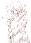  blush christa_renz freckles happy hug kagosumi monochrome multiple_girls ponytail shingeki_no_kyojin short_hair ymir_(shingeki_no_kyojin) yuri 