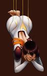  ass back_cutout barefoot bodysuit brown_eyes brown_hair chin_rest colorfag colorized dark_skin drawfag genderswap genderswap_(mtf) highres huge_ass lying oil oilman on_stomach rockman rockman_(classic) scarf skin_tight smile solo 