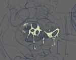 ambiguous_gender animal_humanoid anthro backpack bear big_butt bigbun_3 bodily_fluids bun-e butt clothing cum cum_on_butt cum_stain fingerless_gloves footwear forest genital_fluids gloves handwear huge_butt humanoid mammal mammal_humanoid oblivious plant rear_view shoes sketch tree ursid_humanoid 