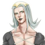  black_lipstick blue_eyes grey_hair hat jojo_no_kimyou_na_bouken leone_abbacchio lipstick long_hair makeup male_focus realistic silver_hair solo unpokos 