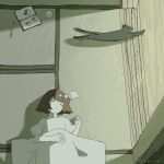  1girl absurdres animal black_cat blanket brown_hair cat closed_eyes drawing_(object) floor from_above highres indoors lying mechanical_pencil nagae_haruyoshi original pencil shirt signature sketchbook sleeping t-shirt tatami white_shirt 