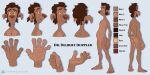 2:1 5_toes alien anthro belly brown_body brown_fur butt canid canine canis chest_tuft countershade_torso countershading delbert_doppler disney english_text facial_hair feet fingers fur hair hi_res humanoid_feet humanoid_hands male mammal model_sheet nipples null plantigrade ponytail prismanoodle_(artist) sideburns simple_background smile solo tail text thick_fingers toes treasure_planet tuft yellow_eyes yellow_sclera