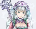  blue_eyes curly_hair gloves hat head_wings melia ohse silver_hair smile solo staff xenoblade_(series) xenoblade_1 
