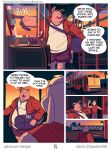 abe_(mikrogoat) anthro basil_(mikrogoat) blonde_hair bus clothed clothing comic commercial_vehicle dialogue domestic_pig duo english_text fur hair hi_res horn lagomorph leporid male male/male mammal mikrogoat muscular muscular_male navel obese obese_anthro obese_male outside overweight overweight_anthro overweight_male pink_body pink_fur pink_skin rabbit shirt smile speech_bubble suid suine sus_(pig) tank_top text topwear url vehicle