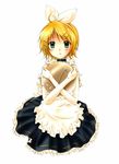  blonde_hair blush green_eyes kagamine_rin looking_at_viewer maid nyaa_(nnekoron) short_hair simple_background solo vocaloid white_background 