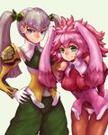  animal_ears bad_id bad_pixiv_id blue_eyes breasts bunny_ears cyborg detached_sleeves green_eyes large_breasts long_hair multiple_girls pantyhose pink_hair seraphita_(xenogears) silver_hair tachi_(mogurazero) tolone_(xenogears) twintails xenogears 