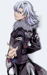  alvis blue_eyes coat fur_trim key male_focus ohse silver_hair solo white_hair xenoblade_(series) xenoblade_1 