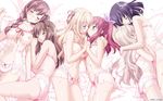  breasts hug kawamura_reo kiss kitajima_kaede kitajima_sara matsubara_yuna nipples oda_nanami panties peko sawaguchi_mai see_through sleeping sono_hanabira_ni_kuchizuke_wo underwear vector yuri 