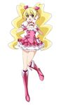 :d blonde_hair boots bow choker corset cure_peach earrings fresh_precure! frilled_skirt frills full_body hair_ornament hairpin heart heart_hair_ornament heart_hands jewelry knee_boots long_hair magical_girl momozono_love nanashishi one_eye_closed open_mouth pink_bow pink_choker pink_eyes pink_footwear precure simple_background skirt smile solo thigh_boots thighhighs twintails white_background wrist_cuffs 
