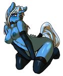  anthro anthrofied avante92 blue_hair blush breasts collar cutie_mark elbow_gloves equine female friendship_is_magic gloves hair horn horse kneeling legwear looking_at_viewer mammal my_little_pony nipples nude pony purple_eyes solo stockings trixie_(mlp) unicorn 