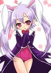  absurdres animal_ears bunny_ears child highres ingrid_sorveig_sorgrims leotard long_hair lotte_no_omocha! pink_leotard pointy_ears purple_eyes purple_hair robe sleeves_past_wrists solo twintails 