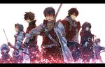  6+boys armor arrow dark_persona donny_(fire_emblem) falchion_(fire_emblem) fire_emblem fire_emblem:_kakusei frederik_(fire_emblem) glowing glowing_eyes hat highres krom letterboxed lucina multiple_boys red_eyes richt_(fire_emblem) ronku sword viole_(fire_emblem) weapon yoshino_natsu 