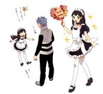  1girl akagi_(pokemon) alternate_costume black_hair child hair_ornament hikari_(pokemon) long_hair maid oekaki pokemon pokemon_(game) pokemon_dppt pu_(oekaki) smile team_galactic thighhighs 