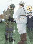  aircraft airplane bad_id bad_pixiv_id black_hair boots flag flying gavinekov hand_on_hip hat helmet hermann_wilhelm_goering iron_cross male_focus marshal's_baton military military_hat military_uniform multiple_boys nazi parody peaked_cap photo-referenced pointing soldier stahlhelm swastika uniform world_war_ii 