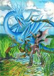  arthropod blue_dragon cloud clouds dirt dragon dragonfly female feral human insect kekpafrany mammal pencil reed traditional_media water wings 