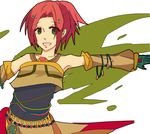  alternate_costume eyebrows green_eyes legaia_densetsu looking_at_viewer noa_(legaia_densetsu) poncho ponytail red_hair solo 