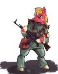  big_macintosh_(mlp) blonde_hair clothing equine friendship_is_magic fur gun hair heretic14 horse male mammal mp_44 my_little_pony plain_background pony ranged_weapon red_fur solo stg_44 sturmgewehr_44 sturmgewhr_44 uniform weapon wehrmacht white_background 