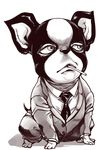  bad_pixiv_id candy dog food formal highres iggy_(jojo) jack-ddd-no13 jojo_no_kimyou_na_bouken lollipop monochrome necktie no_humans solo suit 