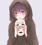  hiro_(hirohiro31) kaonashi male_focus mask mask_removed personification purple_background purple_eyes purple_hair sen_to_chihiro_no_kamikakushi simple_background solo tears 