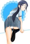  all_fours aragaki_ayase ass bad_id bad_pixiv_id black_hair blue_eyes from_behind long_hair looking_back ore_no_imouto_ga_konna_ni_kawaii_wake_ga_nai panties pantyshot pleated_skirt school_uniform serafuku skirt underwear wanco white_panties 