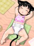  2010 ambiguous_gender animal_humanoid bib black_hair cat_humanoid clothed clothing diaper eyes_closed feline hair humanoid j7w lying mammal short_hair sleeping solo toddler young 