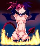  abs abstract_background areola armpits blush body_markings breasts collar demon demon_wings disgaea ear_piercing elbow_gloves erect_nipples etna female fire gblastman gloves gradient_background hair hands_behind_head legwear looking_at_viewer markings muscles muscular_female navel nightmare_fuel nipples not_furry nude piercing pink_hair pointy_ears pose pubes purple_hair pussy red_eyes red_hair skull slit_pupils small_breasts smile solo spade_tail spread_wings standing succubus thigh_highs twintails two_tone_hair wings young 