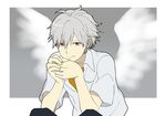  angel angel_(evangelion) male_focus nagisa_kaworu neon_genesis_evangelion red_eyes regain smile solo white_hair wings 