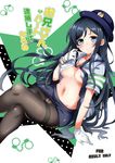  aragaki_ayase areolae armband black_hair black_legwear blue_eyes blush breasts cameltoe crossed_legs crotch_seam cuffs gloves handcuffs hat long_hair medium_breasts miniskirt navel open_clothes ore_no_imouto_ga_konna_ni_kawaii_wake_ga_nai panties panties_under_pantyhose pantyhose pencil_skirt police police_hat police_uniform policewoman sitting skirt smile solo thighband_pantyhose underwear uniform yasuda 