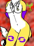  bisexual body canine digimon female fox glove male mammal purple renamon solo titts white wiskar yang yellow yin_yang ying 