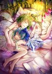  bad_id bad_pixiv_id barefoot bed bloomers blue_hair bow bow_panties cirno closed_eyes daiyousei drooling feet flower green_hair green_panties hair_bow ice ice_wings legs long_hair lying multiple_girls nunucco on_bed on_side on_stomach panties panties_removed pillow ponytail short_hair sleeping strap_slip touhou underwear undressing wings yuri 